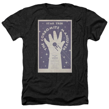 Black men's heather t-shirt with Star Trek Tos Episode 10 graphic