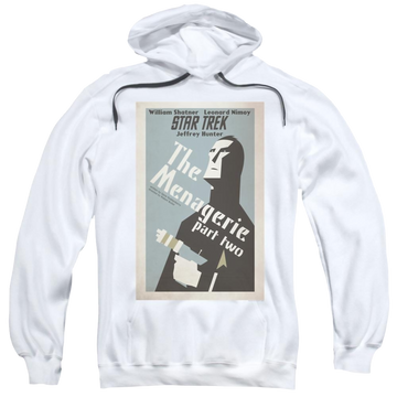 White pullover hoodie with Star Trek Tos Episode 12 graphic