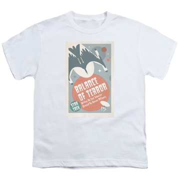 White youth t-shirt for ages 8 to 12 with Star Trek The Original Series Tos Episode 14 graphic