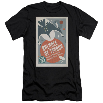 Black men's premium slim fit t-shirt with Star Trek Tos Episode 14 graphic