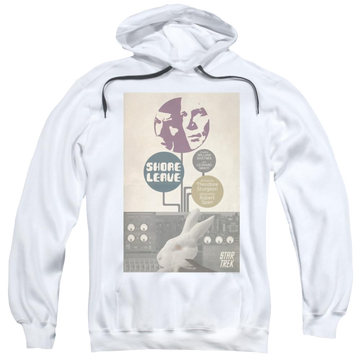 White pullover hoodie with Star Trek Tos Episode 15 graphic