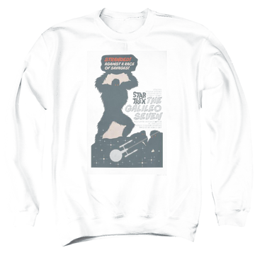 Black men's crewneck sweatshirt with Star Trek Tos Episode 16 graphic