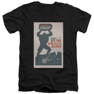 Black men's v-neck t-shirt with Star Trek The Original Series Tos Episode 16 graphic