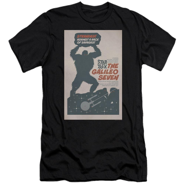 Black men's premium slim fit t-shirt with Star Trek Tos Episode 16 graphic