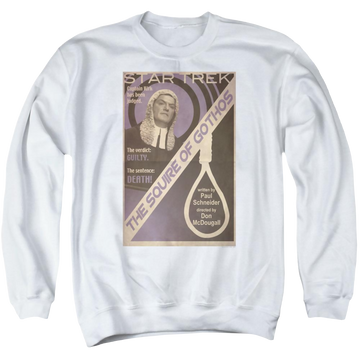 White men's crewneck sweatshirt with Star Trek Tos Episode 17 graphic
