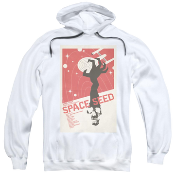 White pullover hoodie with Star Trek Tos Episode 22 graphic