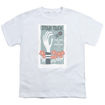 White youth t-shirt for ages 8 to 12 with Star Trek The Original Series Tos Episode 24 graphic