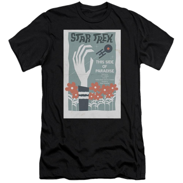 Black men's premium slim fit t-shirt with Star Trek Tos Episode 24 graphic