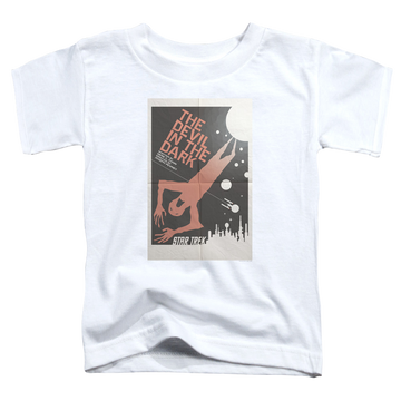 White toddler t-shirt with Star Trek Tos Episode 25 graphic