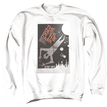 Black men's crewneck sweatshirt with Star Trek Tos Episode 25 graphic