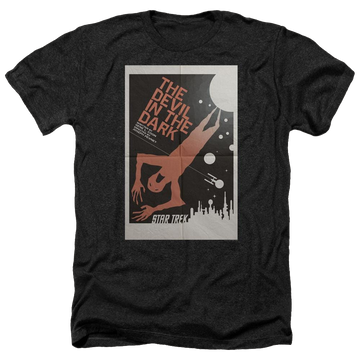 Black men's heather t-shirt with Star Trek Tos Episode 25 graphic