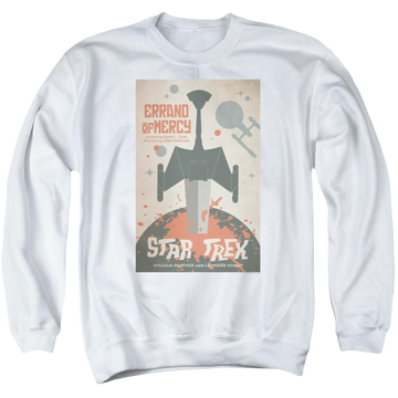 White men's crewneck sweatshirt with Star Trek Tos Episode 26 graphic