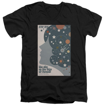 Black men's v-neck t-shirt with Star Trek The Original Series Tos Episode 28 graphic