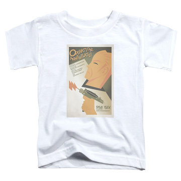 White toddler t-shirt with Star Trek The Original Series Tos Episode 29 graphic