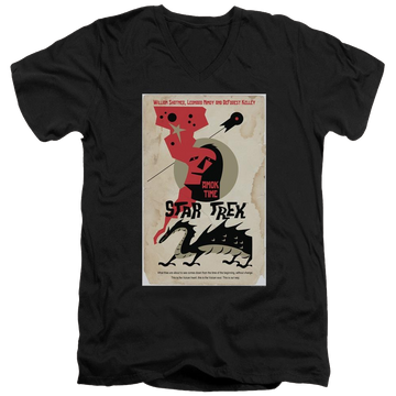 Black men's v-neck t-shirt with Star Trek The Original Series Tos Episode 30 graphic