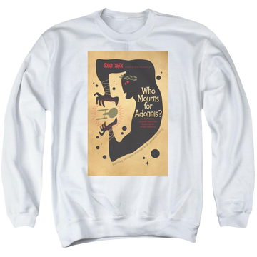 White men's crewneck sweatshirt with Star Trek Tos Episode 31 graphic