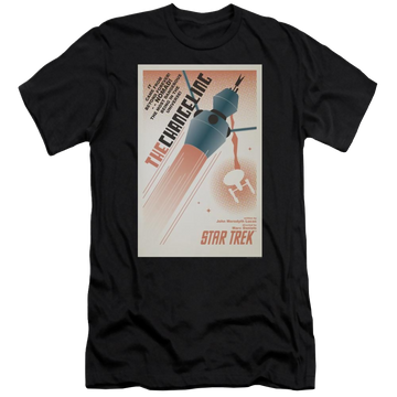 White men's premium slim fit t-shirt with Star Trek Tos Episode 32 graphic