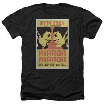 Black men's heather t-shirt with Star Trek Tos Episode 33 graphic