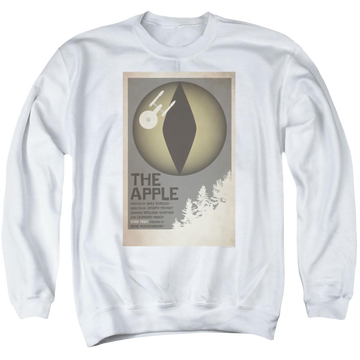 White men's crewneck sweatshirt with Star Trek Tos Episode 34 graphic