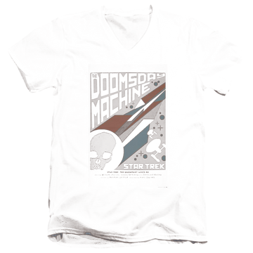 Black men's v-neck t-shirt with Star Trek Tos Episode 35 graphic