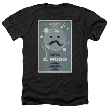 Black men's heather t-shirt with Star Trek Tos Episode 37 graphic