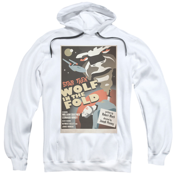 White pullover hoodie with Star Trek The Original Series Tos Episode 43 graphic