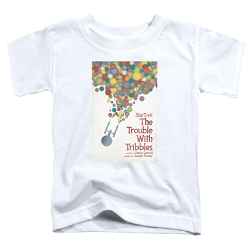 White toddler t-shirt with Star Trek Tos Episode 44 graphic