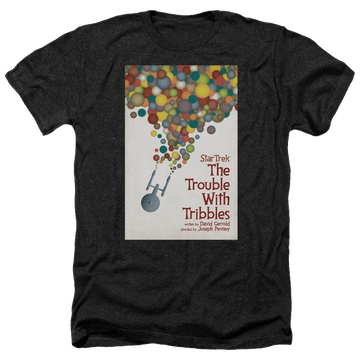 Black men's heather t-shirt with Star Trek Tos Episode 44 graphic