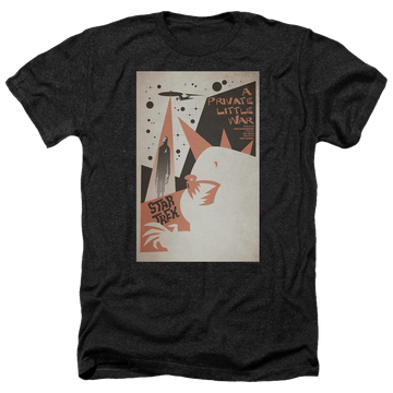 Black men's heather t-shirt with Star Trek Tos Episode 48 graphic
