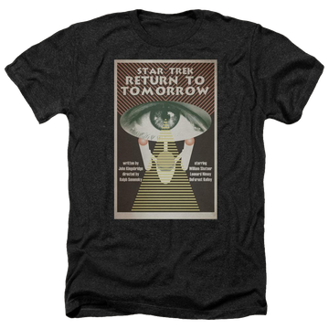 Black men's heather t-shirt with Star Trek Tos Episode 49 graphic