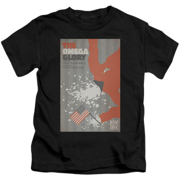 Black kid's t-shirt for ages 4 to 7 with Star Trek The Original Series Tos Episode 52 graphic