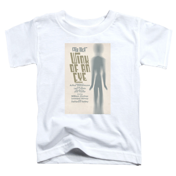 White toddler t-shirt with Star Trek Tos Episode 66 graphic