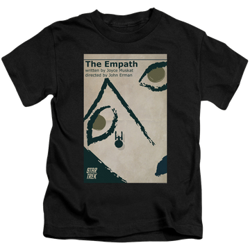 Black kid's t-shirt for ages 4 to 7 with Star Trek The Original Series Tos Episode 67 graphic