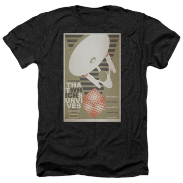Black men's heather t-shirt with Star Trek Tos Episode 72 graphic