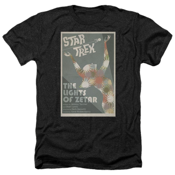 Black men's heather t-shirt with Star Trek Tos Episode 73 graphic