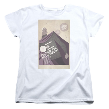 White women's t-shirt with Star Trek Tos Episode 74 graphic