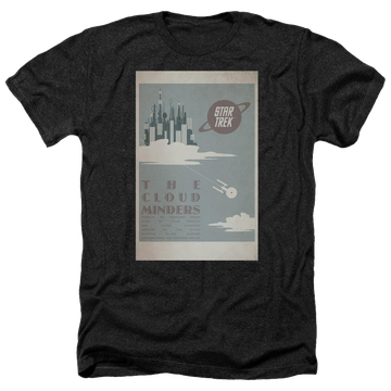 Black men's heather t-shirt with Star Trek Tos Episode 76 graphic