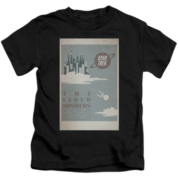 Black kid's t-shirt for ages 4 to 7 with Star Trek The Original Series Tos Episode 76 graphic