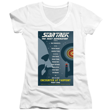 Star Trek The Next Generation Tng Season 1 Episode 1 - Juniors V-Neck T-Shirt Juniors V-Neck T-Shirt Star Trek   