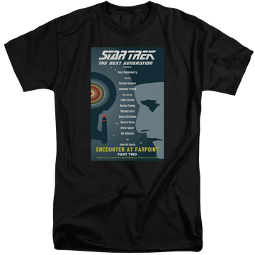 Black men's tall fit t-shirt with Star Trek The Next Generation Tng Season 1 Episode 2 graphic