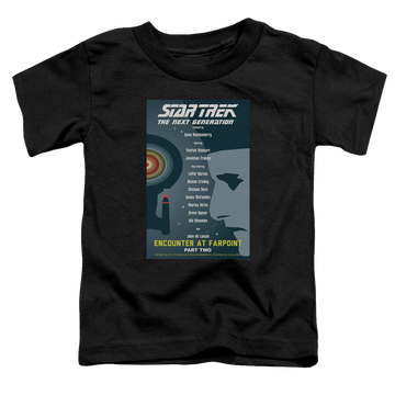 Black toddler t-shirt with Star Trek The Next Generation Tng Season 1 Episode 2 graphic