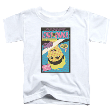 White toddler t-shirt with Star Trek The Next Generation Tng Season 1 Episode 4 graphic