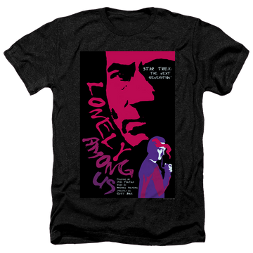 Black men's heather t-shirt with Star Trek The Next Generation Tng Season 1 Episode 7 graphic