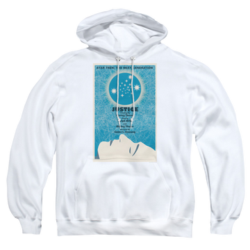 White pullover hoodie with Star Trek The Next Generation Tng Season 1 Episode 8 graphic