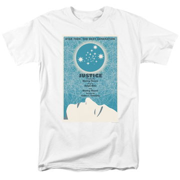 White men's regular fit t-shirt with Star Trek The Next Generation Season 1 Episode 8 graphic