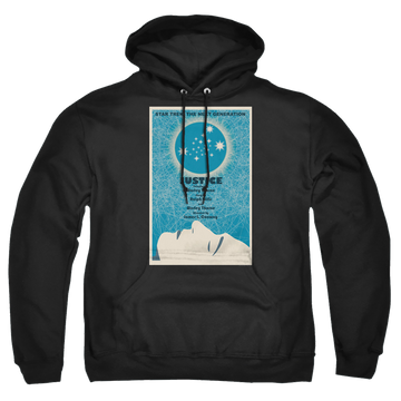 Black pullover hoodie with Star Trek The Next Generation Tng Season 1 Episode 8 graphic