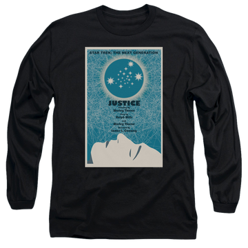 Black men's long sleeve t-shirt with Star Trek The Next Generation Tng S1 Ep8 graphic