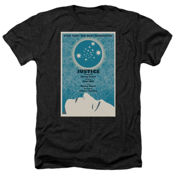 Black men's heather t-shirt with Star Trek The Next Generation Tng Season 1 Episode 8 graphic