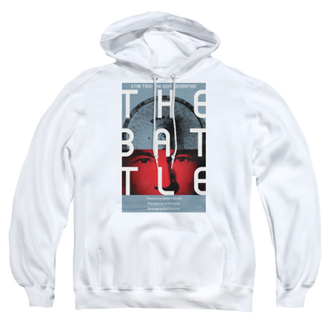 White pullover hoodie with Star Trek The Next Generation Tng Season 1 Episode 9 graphic