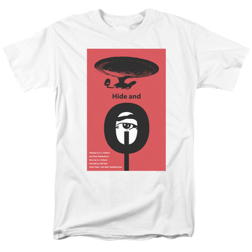 White men's regular fit t-shirt with Star Trek The Next Generation Season 1 Episode 10 graphic